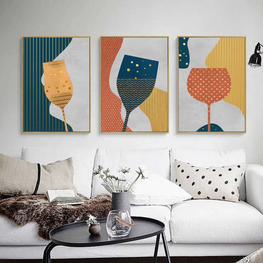 

Wall Art Nordic Fashion Still Life Wine Glass Canvas Painting Abstract Posters and Prints Living Home Room Decor Wall Pictures