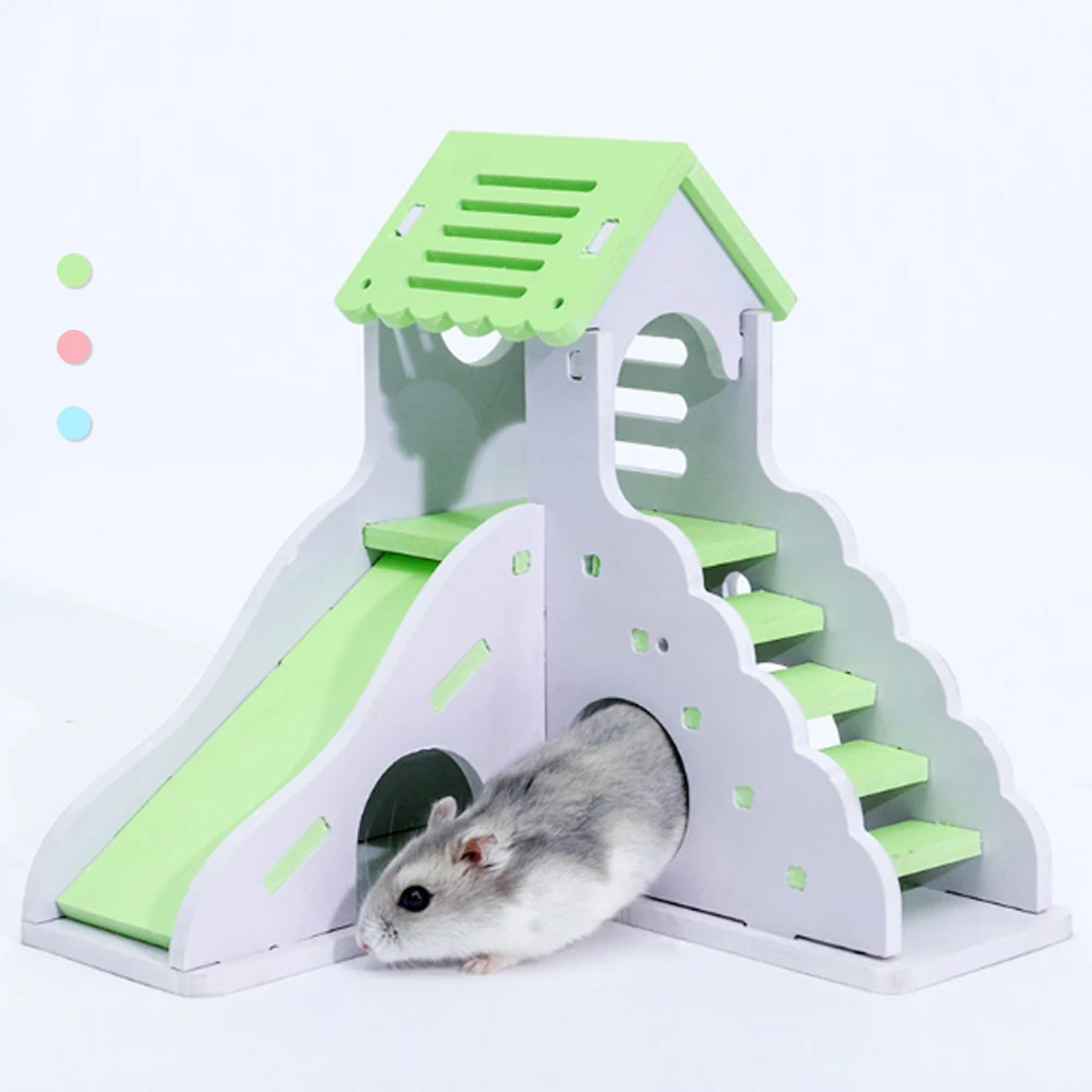 Двухслойная хижина деревянный дом хомяка Нетоксичная мышь крысиное гнездо