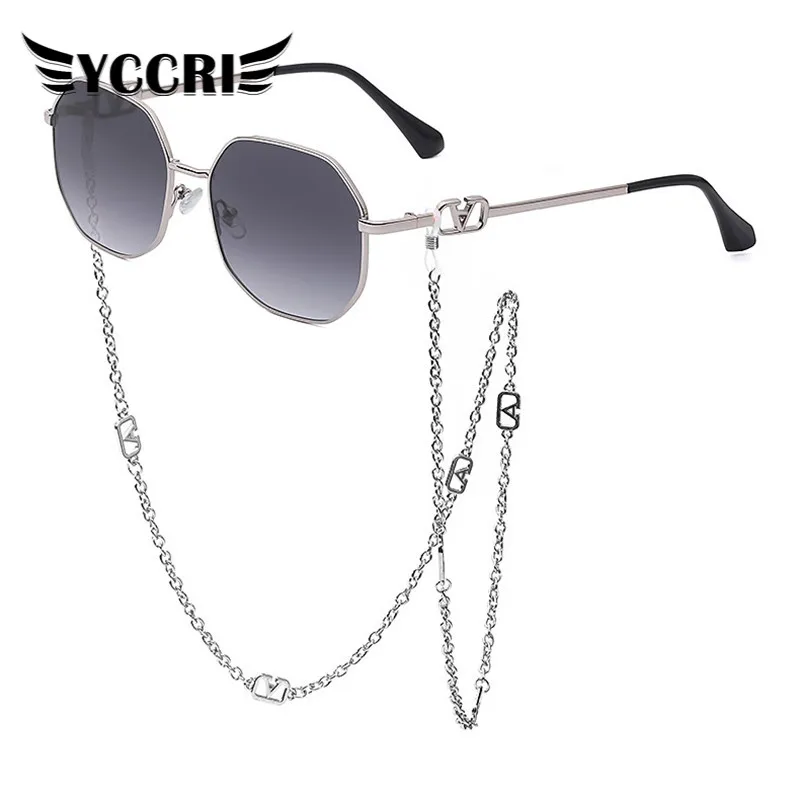 

Chain Sunglasses 2021 Women New Anti-dropping Chain Lanyard Irregular Goggles Ladies High-end Luxury Birthday Gift Brand Elegant