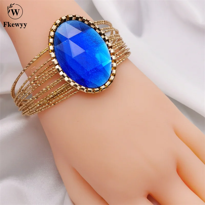 

Fkewyy Bracelets Luxury Gem Blue Jewelry Bohemia Accessories Women Cuffs And Bracelet Charm Vintage Jewellery Girt For Girl