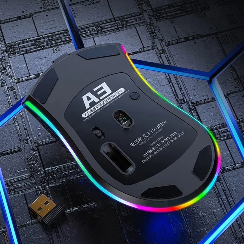 

2.4Ghz 1600DPI 7 Key RGB Rechargeable Hollowed Shell Gaming Mouse Wireless