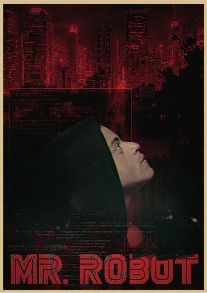 Постер Фильма MR. Robot Rami Malek Hackers USA TV Show ретро постер винтажный художественные