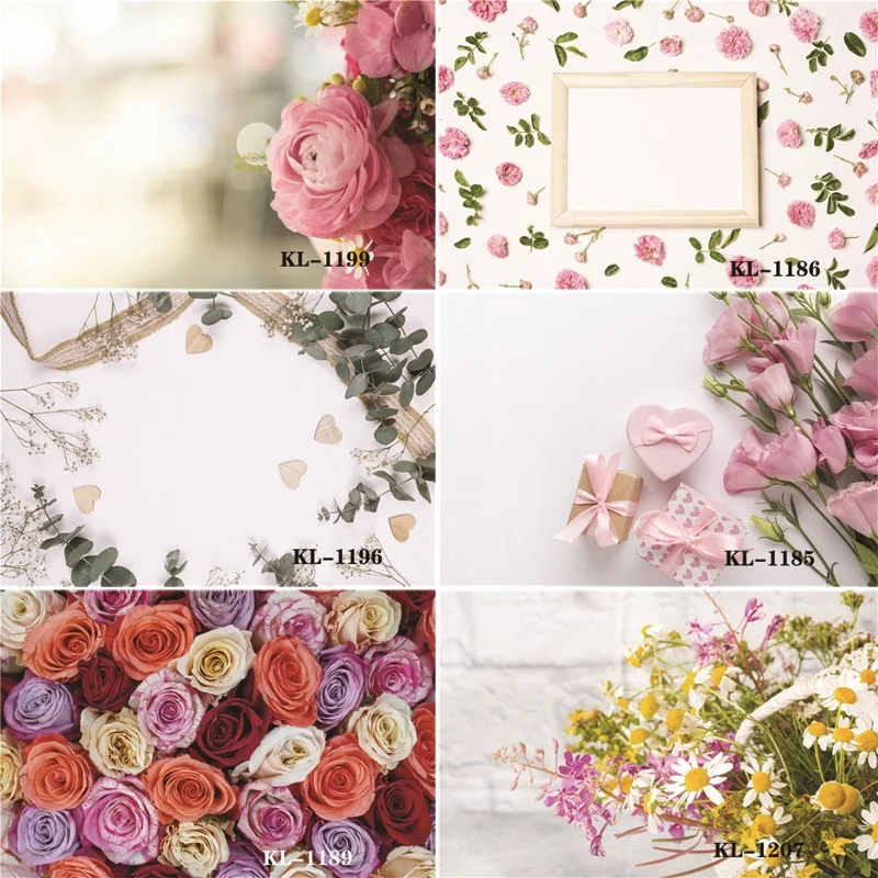 

Vinyl Custom Photography Backdrops Prop Flower and Wooden Planks Theme Photography Background #0121