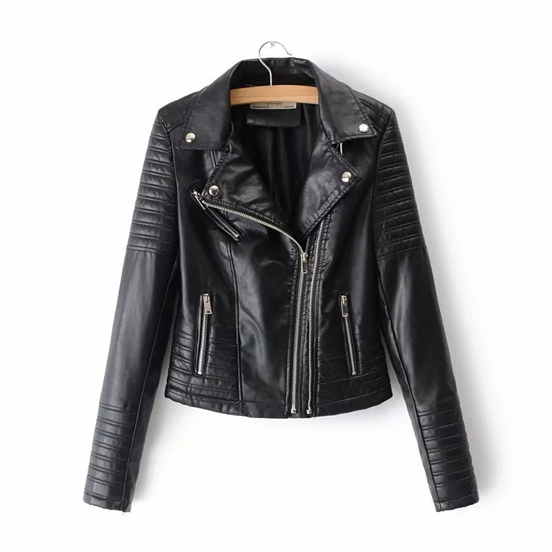 Leather women's early spring new women's leather jacket short slim motorcycle leather jacket tide enlarge