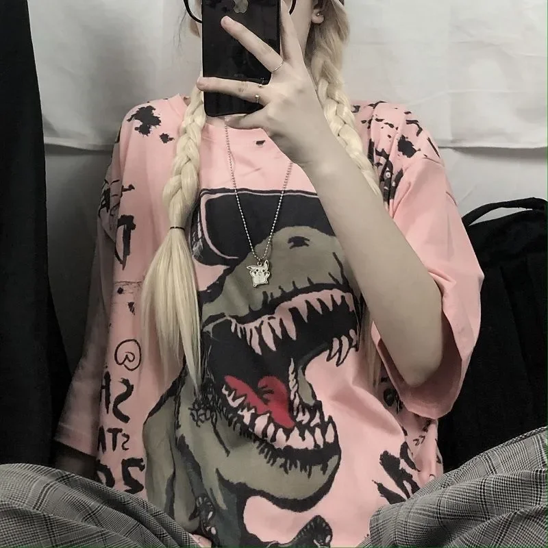 

Anime Girl Print Harajuku Women'S Loose Oversized T-Shirt Woman Korean Summer Trendy Streetwear Hip-Hop Short-Sleeved T-Shirt