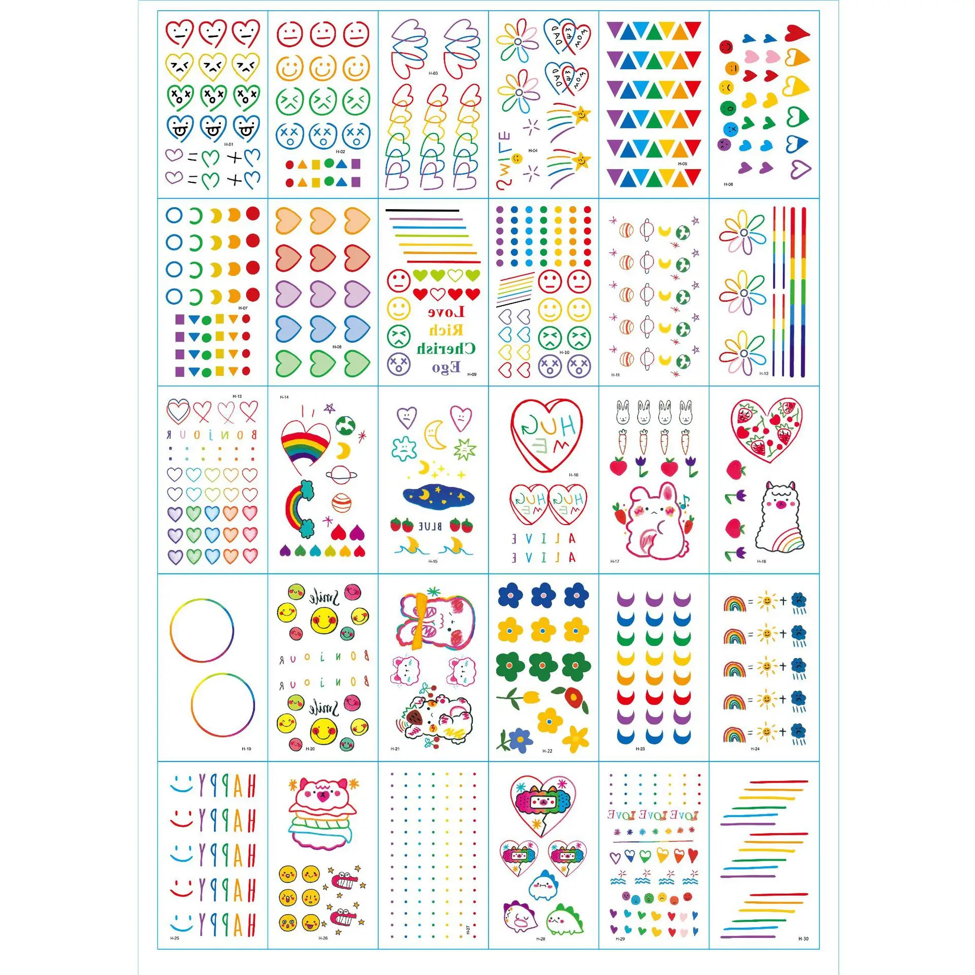 30 шт./лот серия HyunA ins маленькие красочные радужные выражения водостойкие