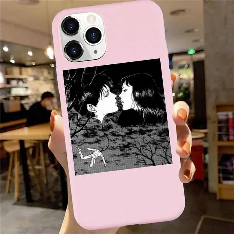 

Horror comic Tomie Junji Itou Phone Case Pink Candy Color for iPhone 6 7 8 11 12 s mini pro X XS XR MAX Plus