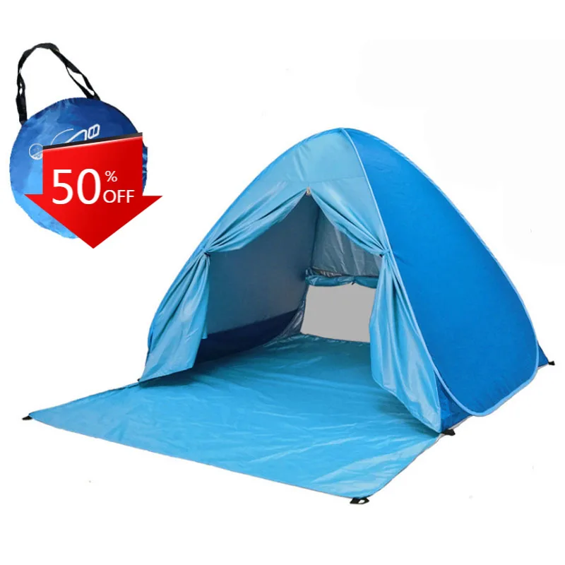 

XL Size Pop Up Automatically Set Up Camping Beach Tent with Curtain Quickly Open Outdoor UV50+ Protection Portable Beach Tent