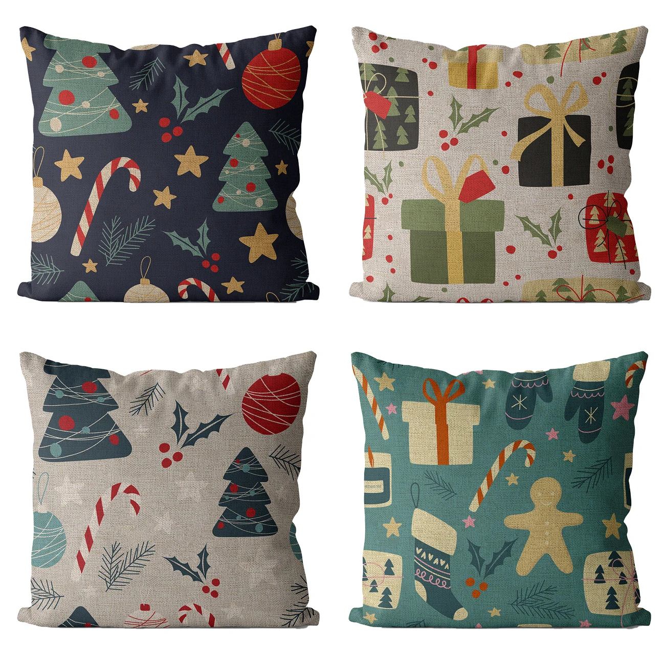 Рождественский подарок Имбирная льняная квадратная наволочка украшение для