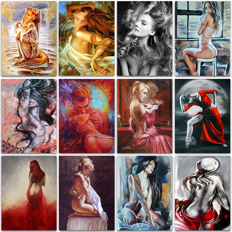 

Набор для алмазной вышивки «сделай сам», эротическая картина с обнаженными стразами 5D, круглая Вышивка крестиком, картина мозаичная для дом...