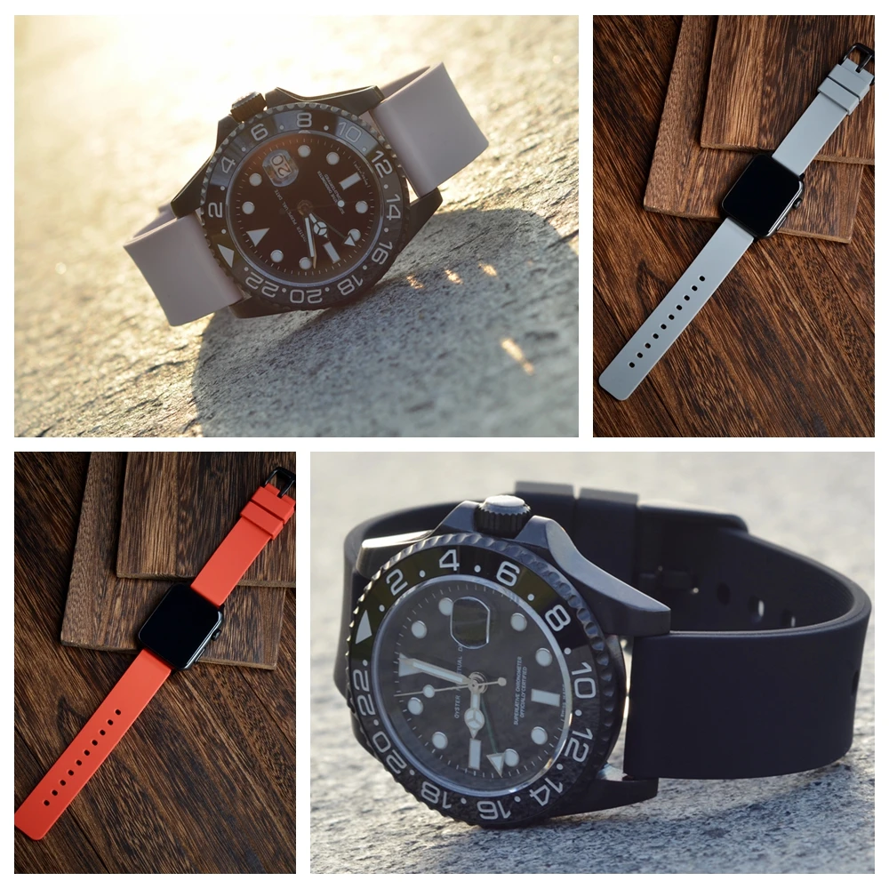 Anbeer Silicone Watchband 14mm 18mm 20mm 22mm 24mm Quick Release Replacement Bracelet Men Women Black Sport Rubber Watch Strap