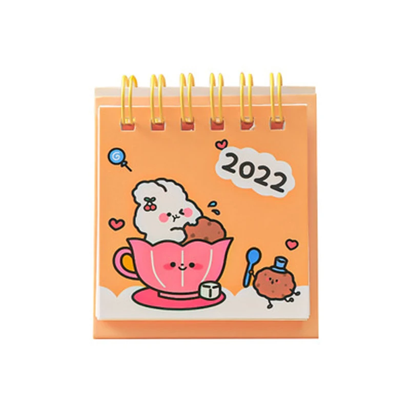1Pcs Creative 2022 Years Cute Mini Desk Calendar Cartoon Small Calendar Stationery Office School Supplies Student Kids Gifts images - 6