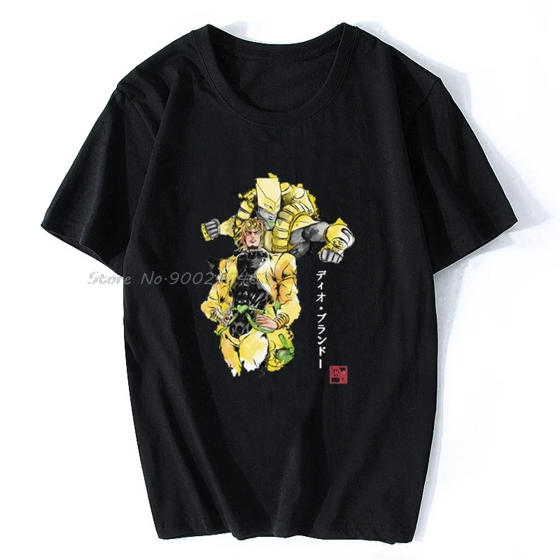 Мужская футболка с принтом Camiseta Yellow Jojos Bizarre Adventure Za Warudo Sumie новая хлопчатобумажная