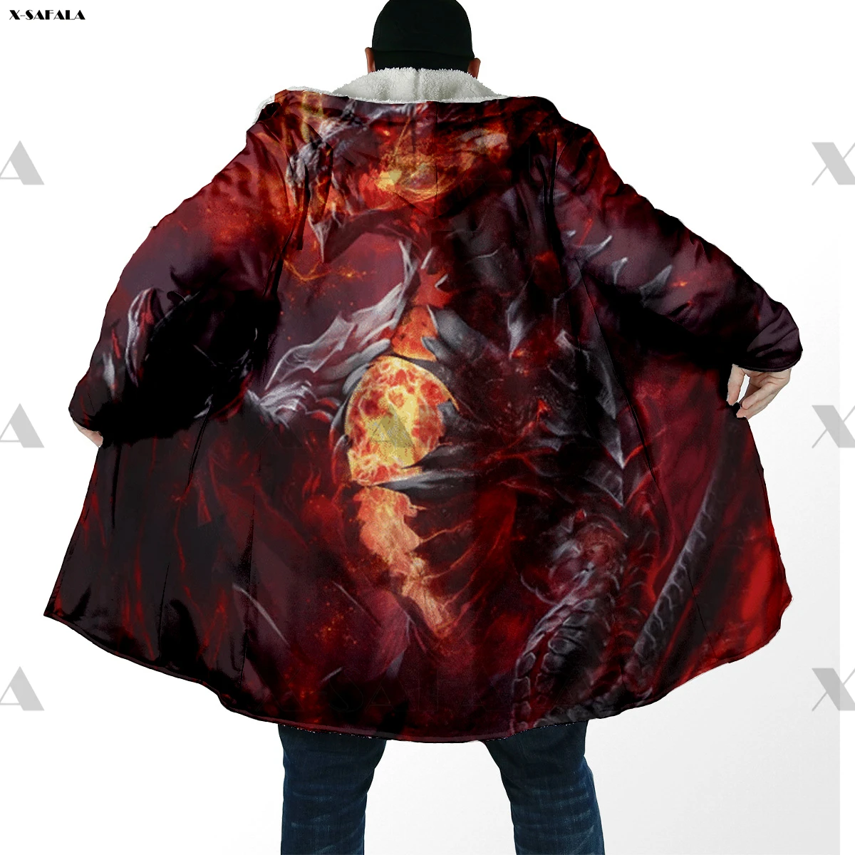 

Dragon King Skull Legend 3D Printed Hoodie Long Coat Hooded Cloak Thick Down Jacket Parkas Outerwear Cotton Pullovers Dunnes