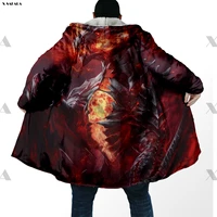 dragon king skull legend 3d printed hoodie long coat hooded cloak thick down jacket parkas outerwear cotton pullovers dunnes