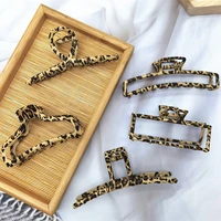 leopard hair claw clamps metal hair crab hair claws clip solid color hairpin large size hair accessories headwear women girls