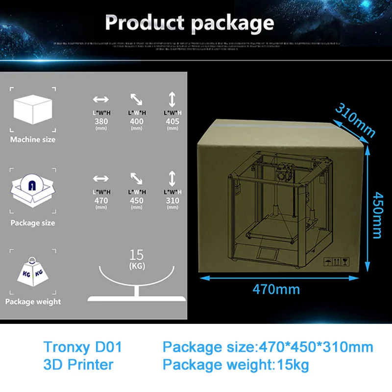 

TRONXY D01 Silent Design High-precision 3D Printer Machine with Industrial linear guide rail and Titan Extruder impressora 3d