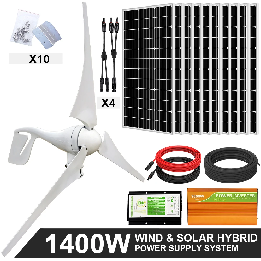 ECOworthy 1400W ветро солнечной гибридной Системы: 400W ветряной генератор и 1000W подойдет