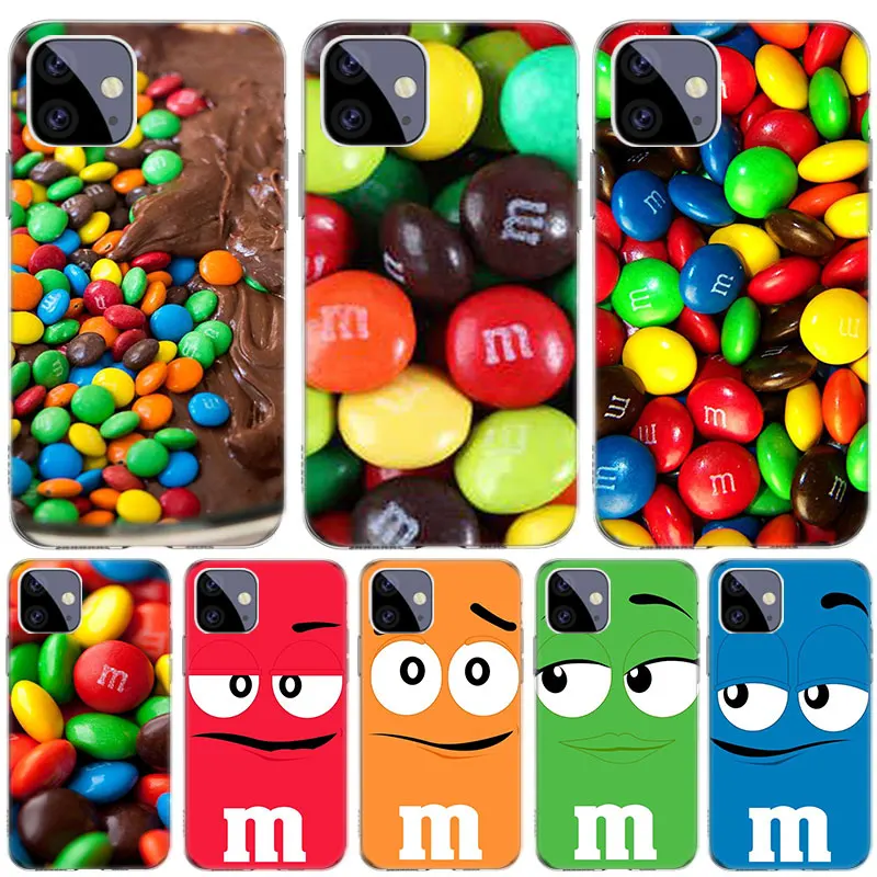 

M&M's Chocolate Food Case for Apple iPhone 12 11 Pro SE 2020 X XR XS Max 7 8 6 6S Plus 5 5S Silicone Phone Cover Coque