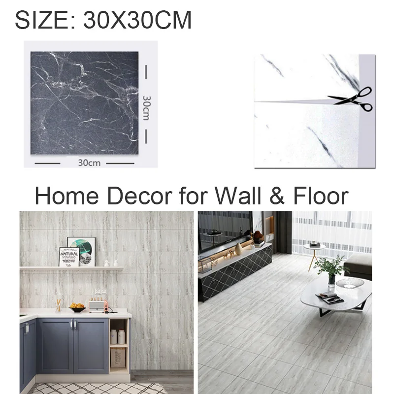 ПВХ наклейки на пол с мраморным узором 30 х30 см 10/20 шт. | Дом и сад