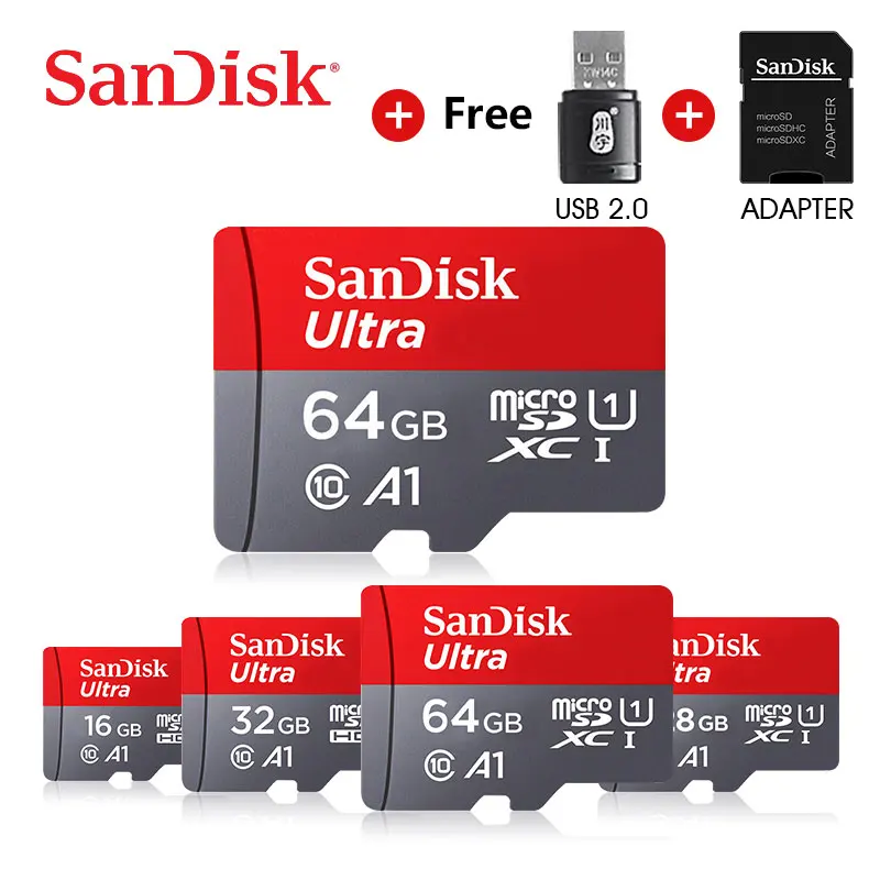 SanDisk Micro SD карта 128 ГБ 32 ГБ 64 Гб 256 Гб 16 Гб 400 Гб карта памяти microSD карта SD/TF мини флеш-карты 200 ГБ класс 10 для телефона