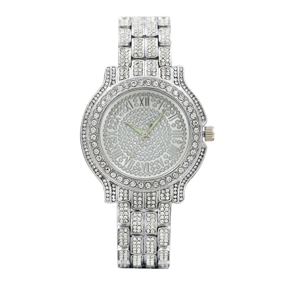 

Quartz watch Fashion Square Diamond Steel Band Watch calendar wristwatch women's Watch Luxury diamond watches