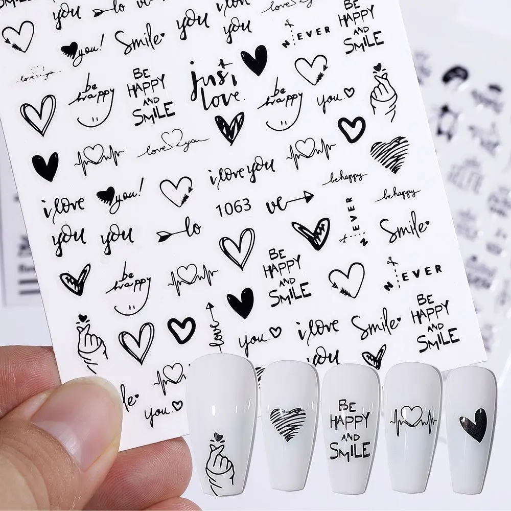 

Valentine's Day Rose Flower Transfer Abstract Sliders Geometric Nail Art Stickers Adhesive Nail Decal Nail Stickers