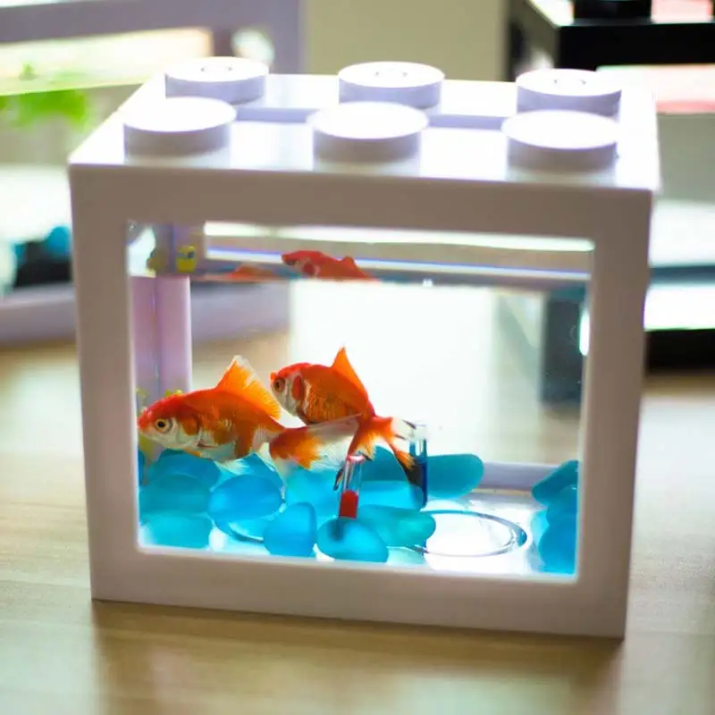 USB мини аквариума (сделай сам) со светодиодной лампой с светильник Betta Fish цилиндр