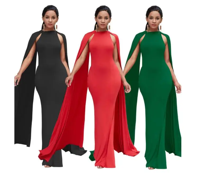 

Spring Elegant African Mermaid Arabic Evening Party Long Dress with Long Cape Sexy Slim Dresses Luxury Banquet Gowns