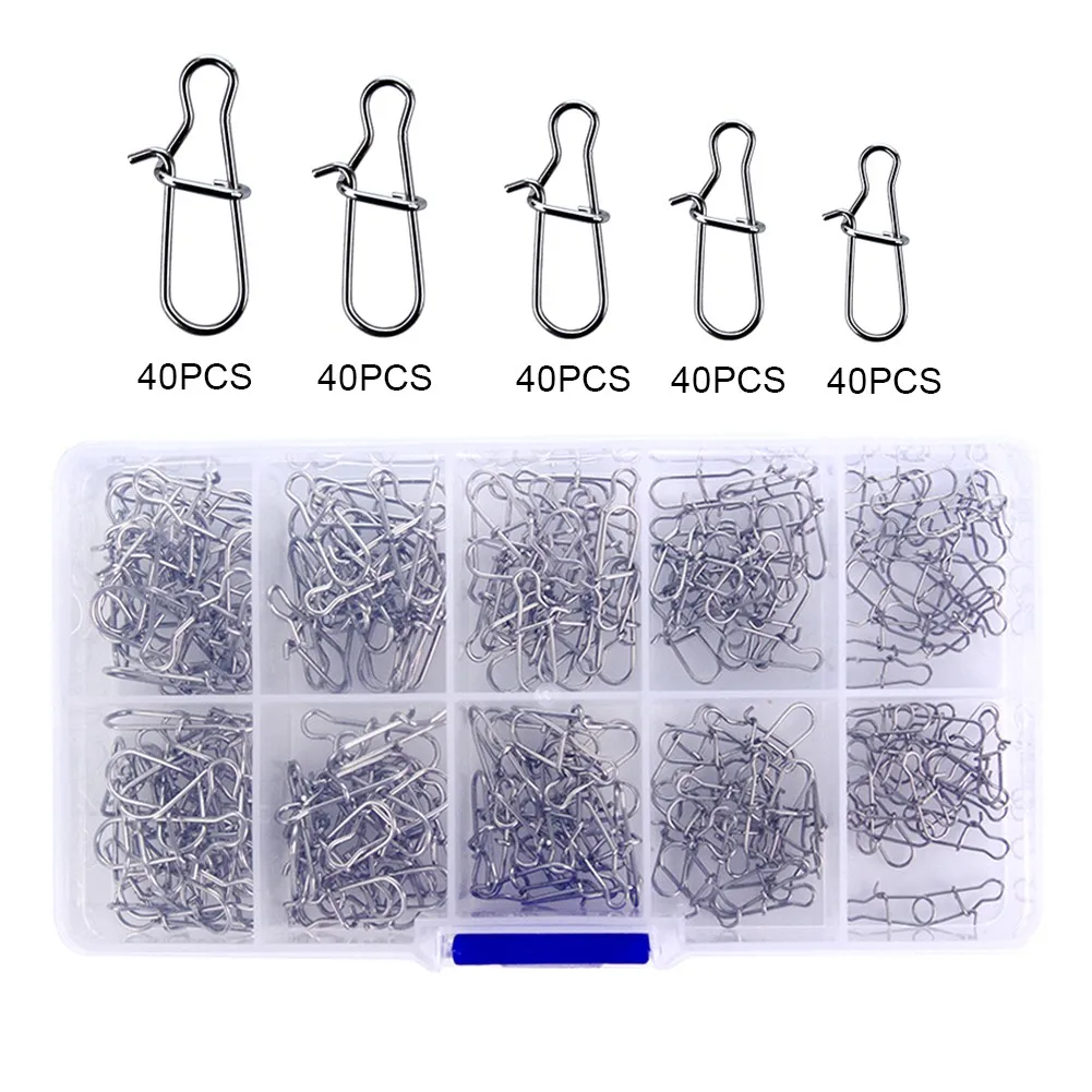 

200pcs Fishing Hook Clips Solid Rings Safety Lock Snaps Swivels Connectors Safety Snaps For Carp Fishing Hook Accessories Tools