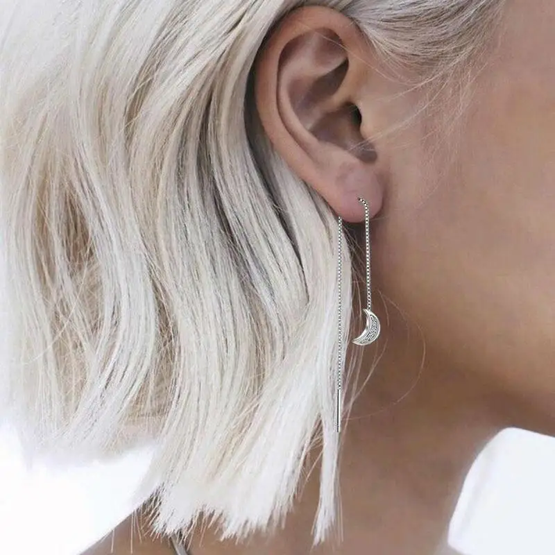 Длинные висячие серьги со звездой и Луной кисточками модные женские свадебные