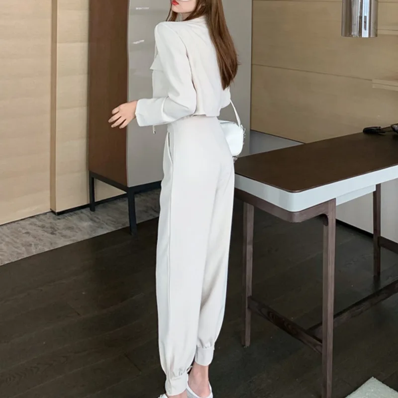 

Women New Spring Street Short Blazers Pants Suits Fashion Casual Blazers+slim Straight Pants 2 Piece Sets Womens Outfits 2021