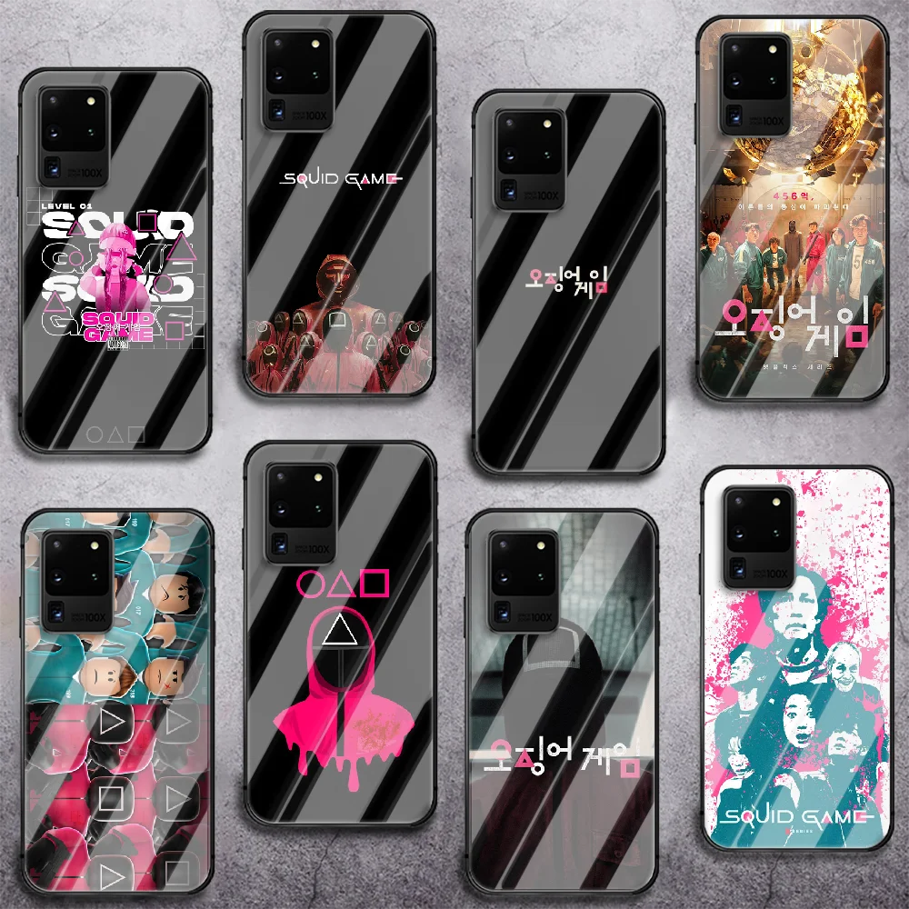 

Squid game Tempered Glass Phone Case For Samsung Galaxy Note S 8 9 10 20 21 E Plus Ultra M 31 51 FE Cover Cell Cover Luxury