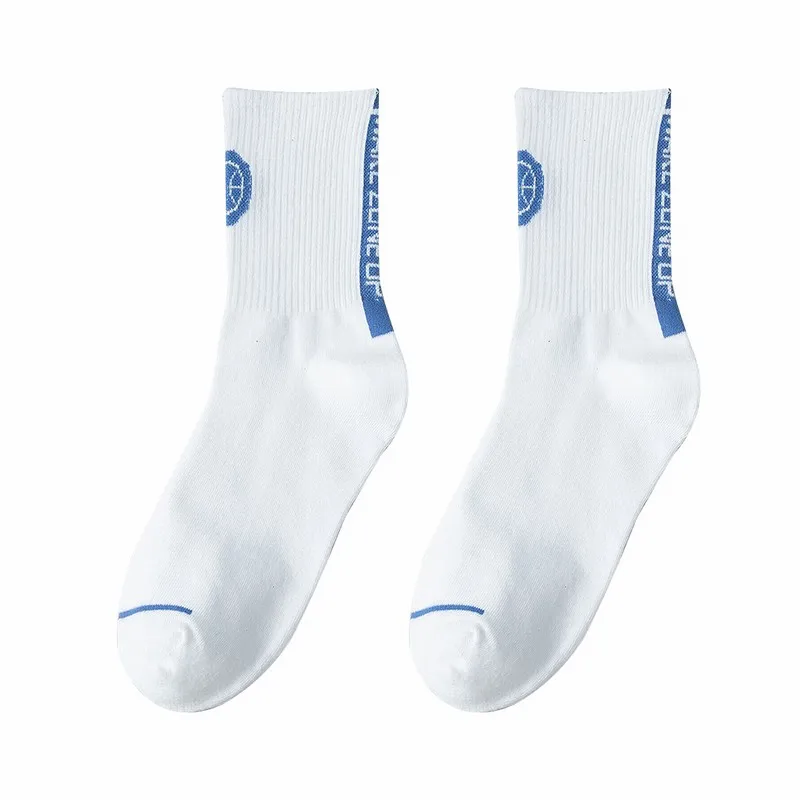 

2020 New Women Cotton Color Stripes Socks Good Quality Personality Character Girl Hot Stamping Female Middle Tube Students Socks