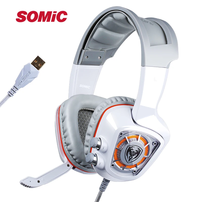 Somic G910 светодио дный Виртуальный 7 1 Surround Sound USB Игровые наушники стерео вибрации