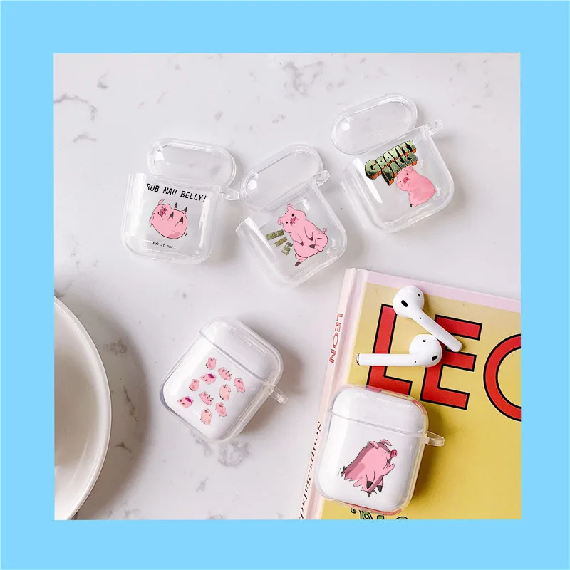 Чехол-накладка для Airpods Pro мягкий прозрачный с забавной милой мультяшной свиньей