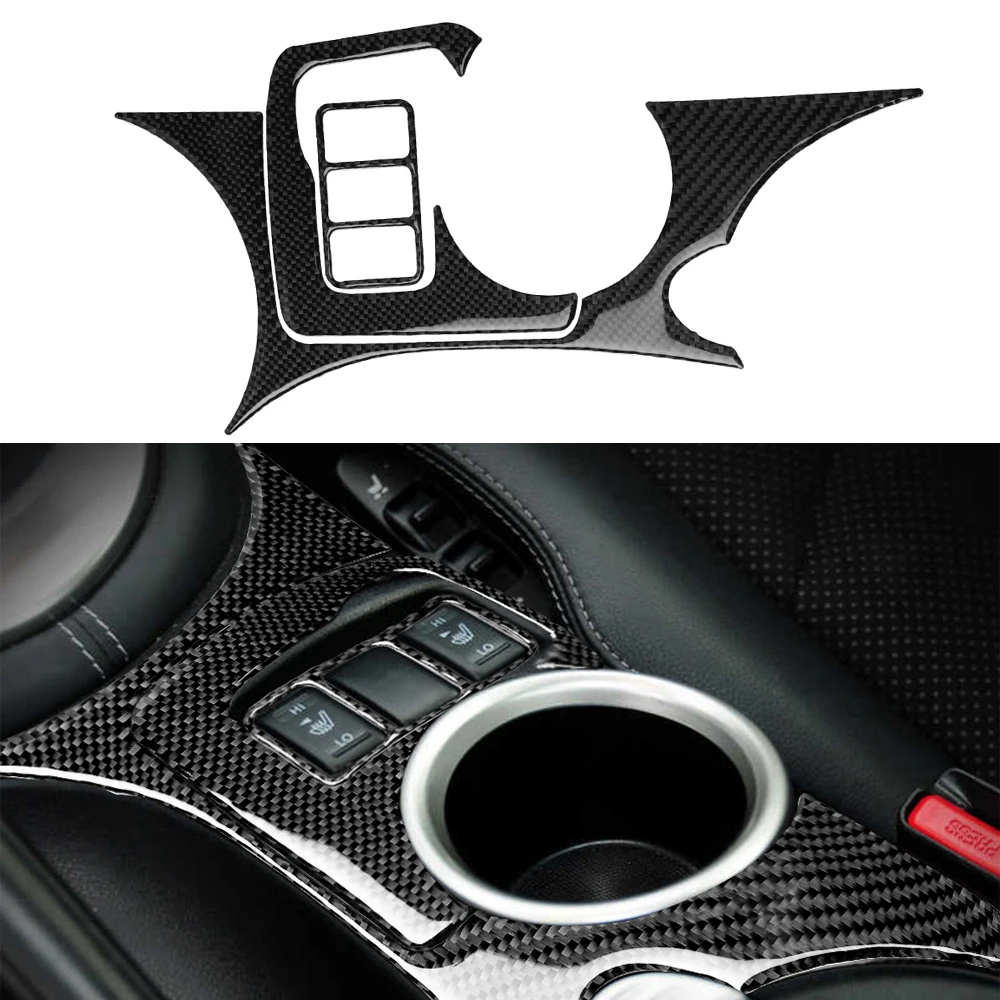 Center Console Heating Button/ Water Cup Panel Decoration Trim Cover for Nissan 370Z Z34 2009-2020 Car Accessories Carbon Fiber