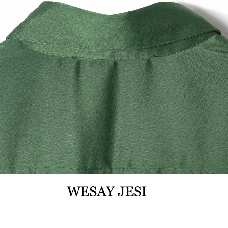 

WESAY JESI Women's Shirts New Fashion 2021 Loose Solid Color Lapel Blouse Office Ladies Long Sleeve Shirts Chic Blusas Tops