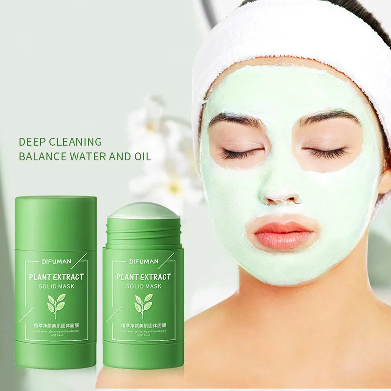 

Green Tea Cleansing Mask Purifying Clay Stick Mask Oil Control Skin Cleansing Care Anti-acne Eggplant Remove Blackhead Mud Mask