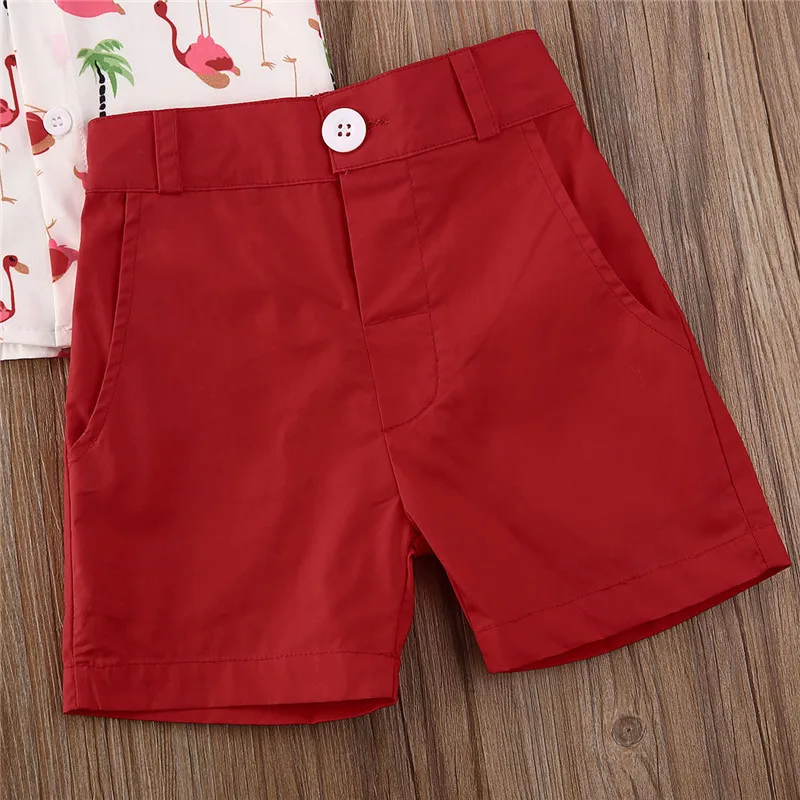 Детский летний наряд для отпуска рубашка из 2 предметов маленьких мальчиков топы