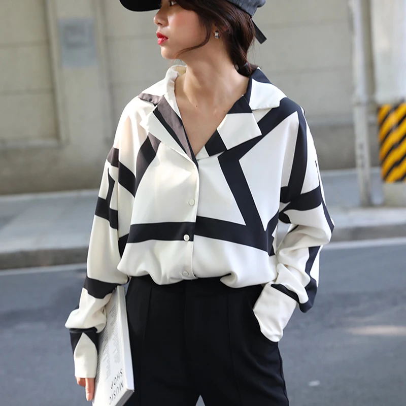 Женская Повседневная рубашка с V образным вырезом белая женская блузка топы