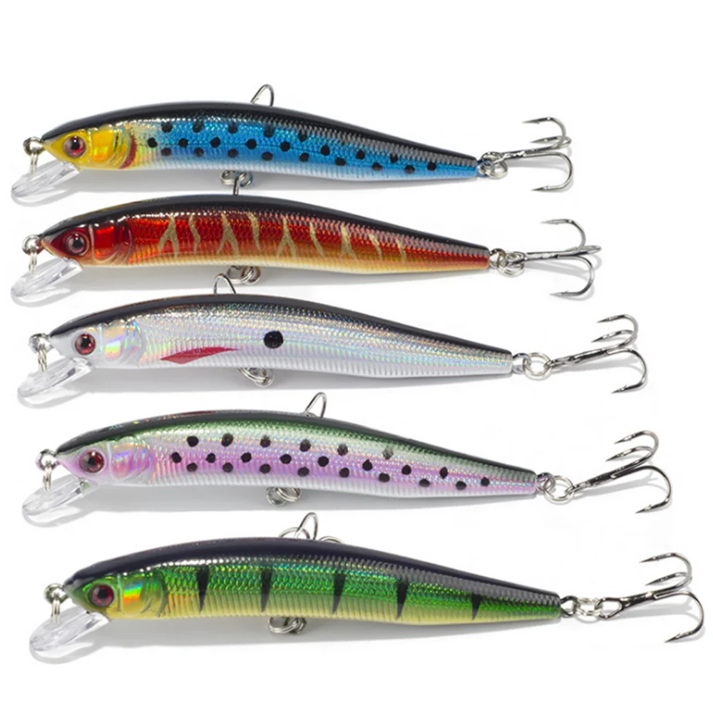 

5pcs/set Minnow Lures Kit 10cm 8.1g Fishing Wobbler Crankbait Artificial Hard Bait 3D Eyes Plastic Baits Fish Pesca Swimbait