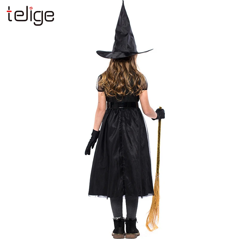 Наряд для родителей и ребенка черное платье колдуньи костюм костюмированной