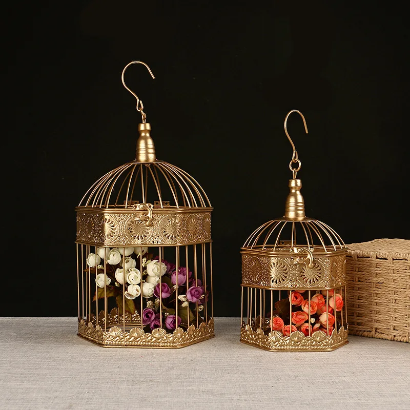 2 шт. Металл Кованое железо клетка для птиц подвесное украшение Свадебная птичья