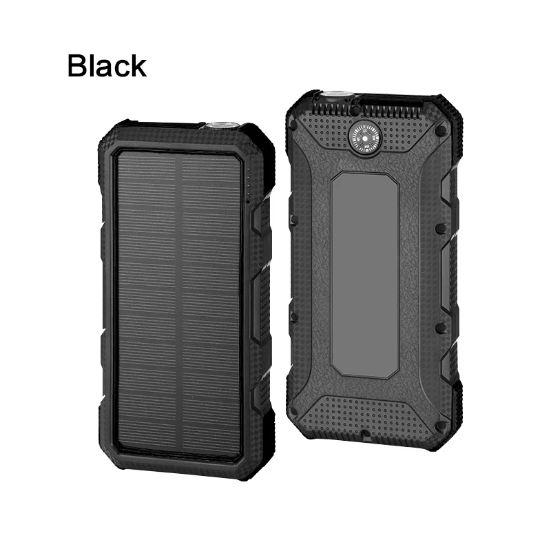 Black Портативный 24000mAh солнечный банк силы двойной USB внешний поликристаллические солнечные батареи 18W быстрое зарядное устройство банк силы для смартфонов для ноутбука - Цвет: Black