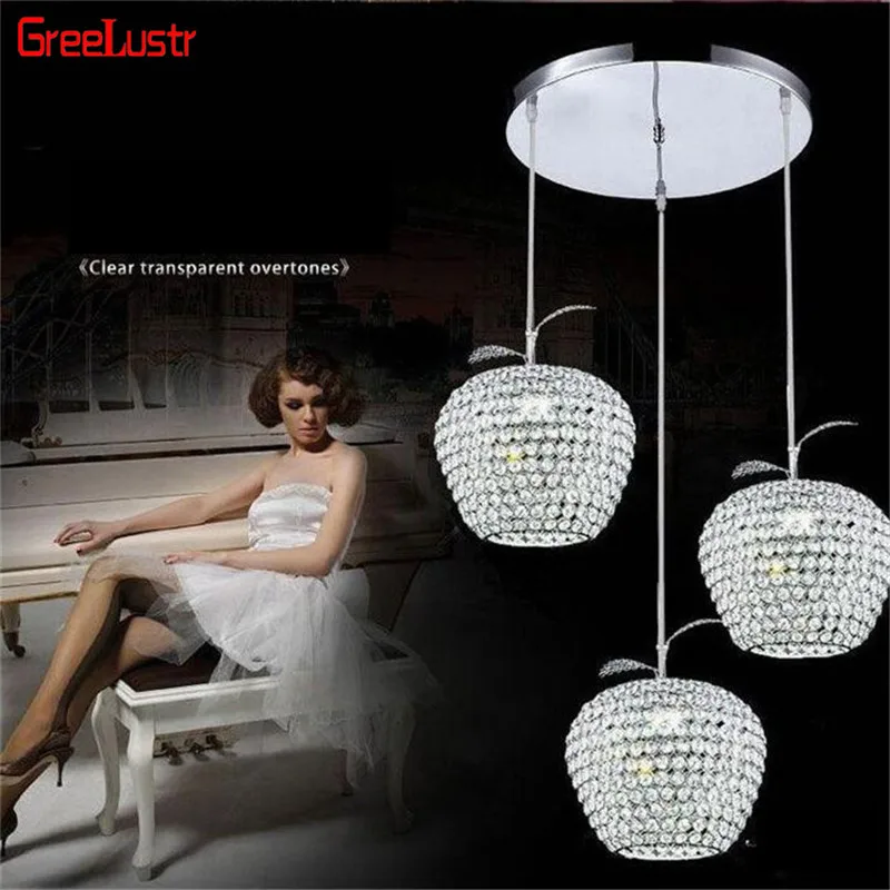 

Lustres Apple Crystal Led подвесной светильник Luminarias, проходной балкон, подвесной светильник, хромированный светильник, светильники Abajur E27, подвесной с...