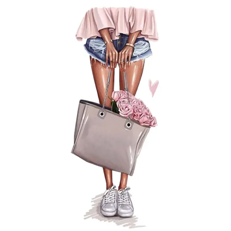 Сумка для покупок аппликация Одежда теплопередача Diy модные топы винил девочек