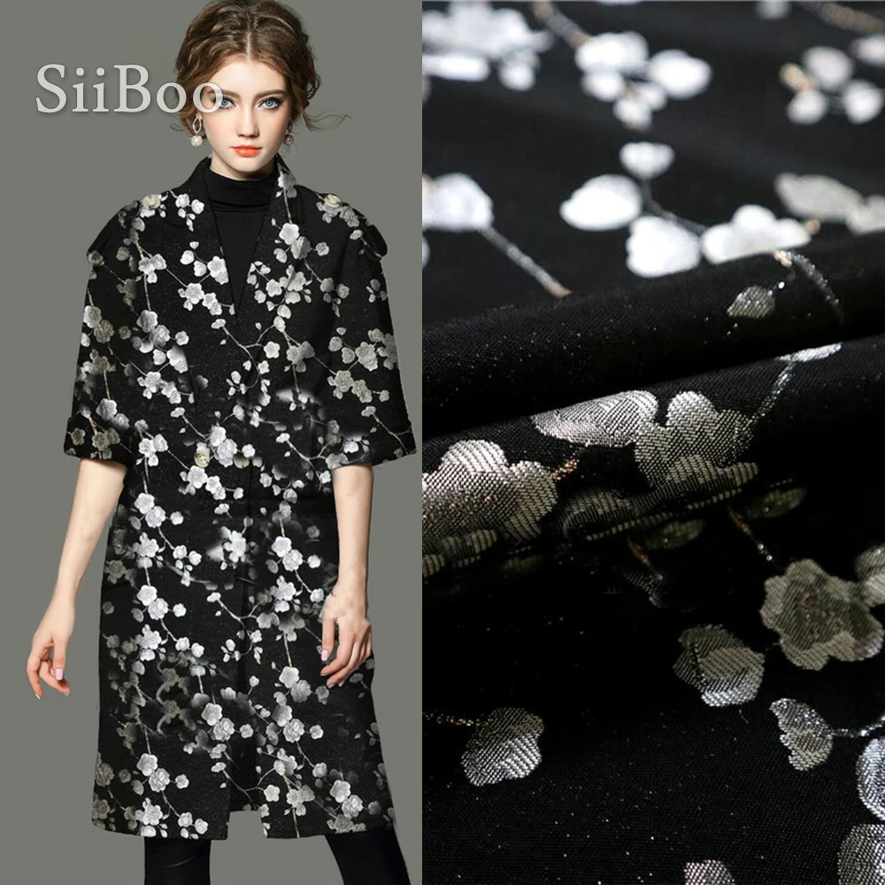 Американский стиль черный серебристый цвет сливы металлик жаккардовая парча