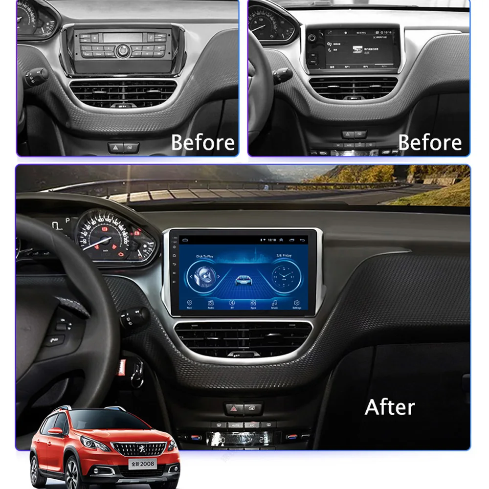 2 Din автомобильное радио для Peugeot 2008 208 мультимедийная система 2012 2018 GPS навигация