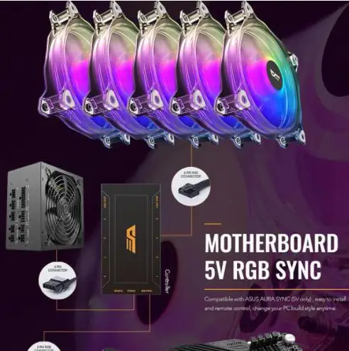 Чехол для ПК Darkflash CF8 PRO Вентилятор охлаждения RGB вентилятор аура синхронизация 5V3p